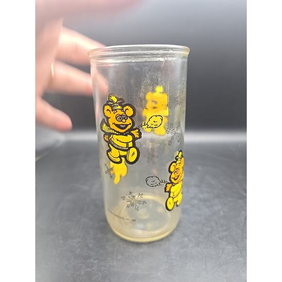 MUPPET BABIES JELLY JAR DRINKING GLASS Fozzy Bear 1989 Jim Henson Snowflakes - Picture 4 of 5